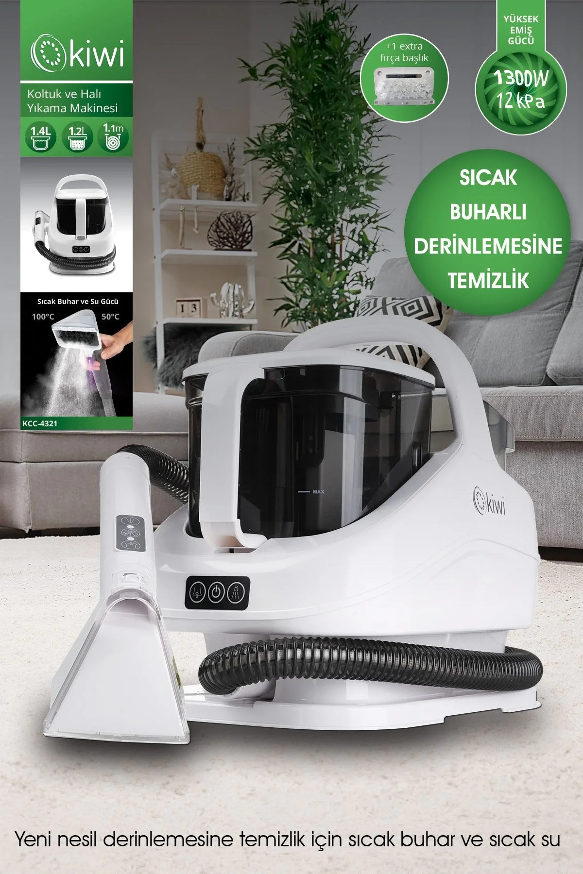 Kiwi Kcc-4321 Buharlı Koltuk ve Halı Yıkama Leke Çıkartma Makinesi