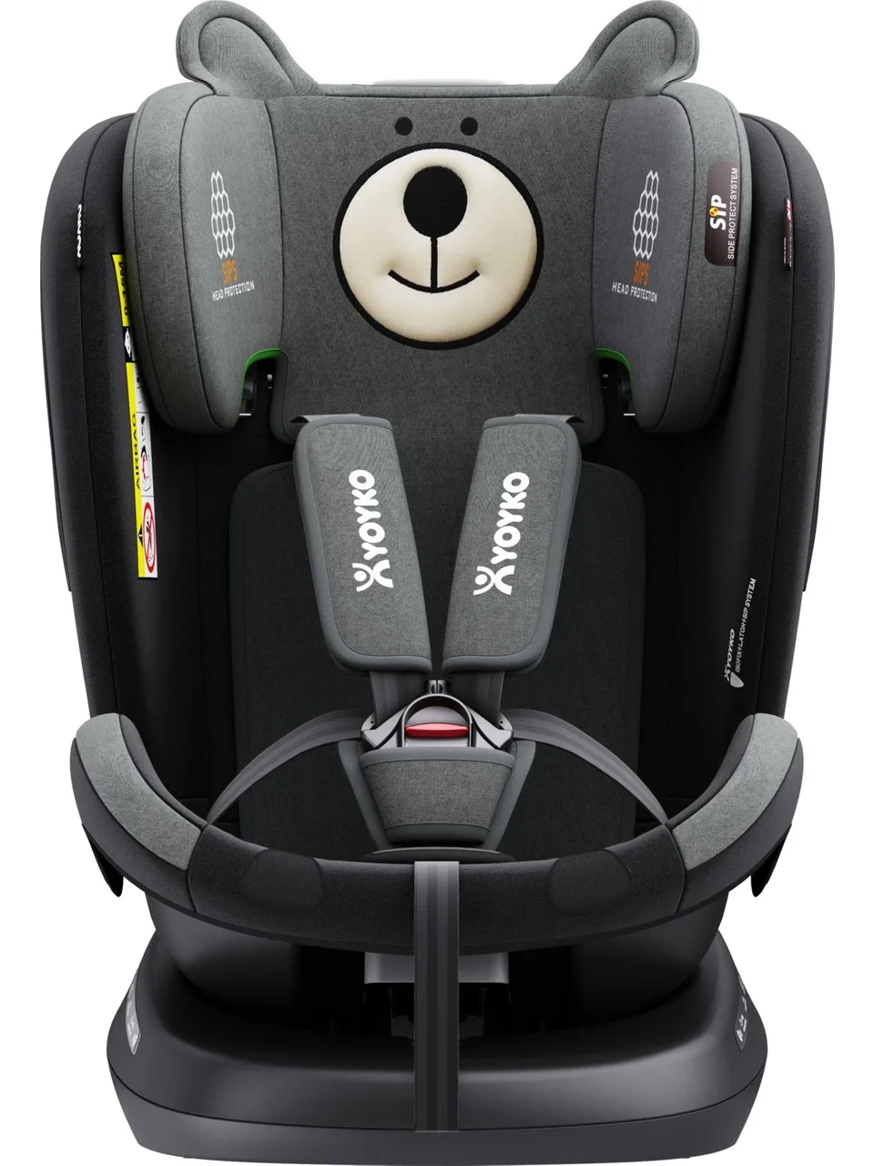 Yoyko Bear 360 Derece Dönebilir Yatabilir 0-36 Kg Isofixli Oto Koltuğu Gri