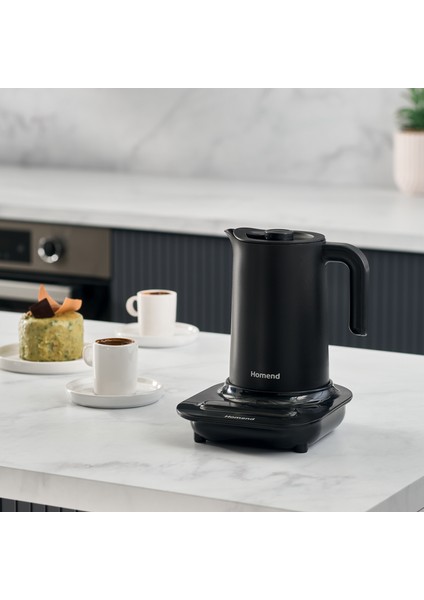 Homend Pottoman Plus 1889H 5 Fincan Kapasiteli Otomatik Türk Kahve Makinesi, Mini Kettle ve Süt Isıt