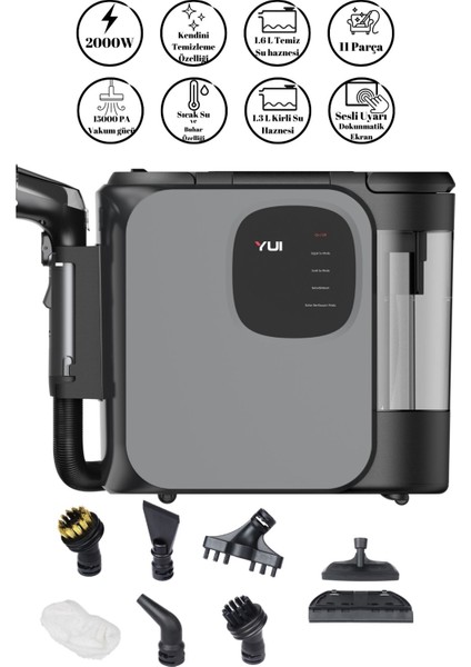 Yui X300 Pro Max 2000 W Buharlı Halı ve Koltuk Yıkama Makinesi-Buharlı Temizlik Makinesi