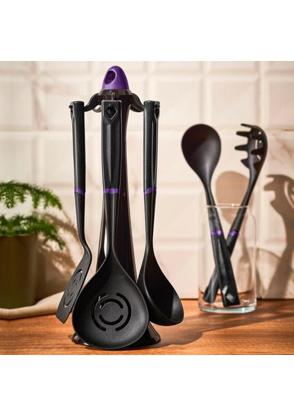 Emsan Akasya 6 Parça Servis Seti Mor