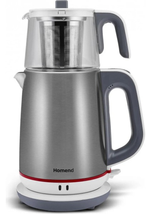 Homend Royaltea 1751H Cam Demlikli Inox Çay Makinesi Beyaz