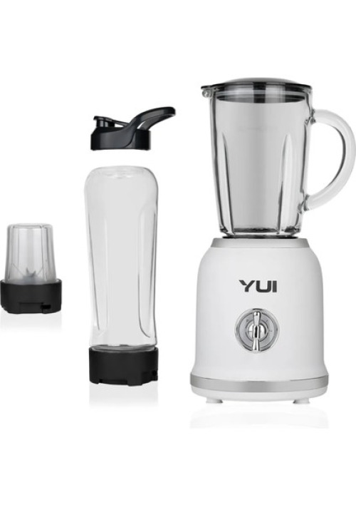 Yui M18 3 In 1 Kişisel Smoothie Retro Blender -Öğütücü-Cam Doğrayıcı Beyaz
