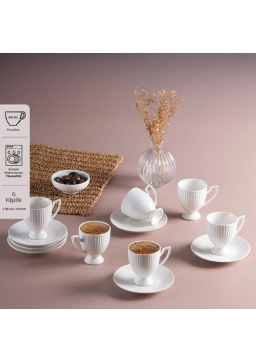 İstanbul Porselen Mahir 6'lı Kahve Fincan Takımı 90 ml