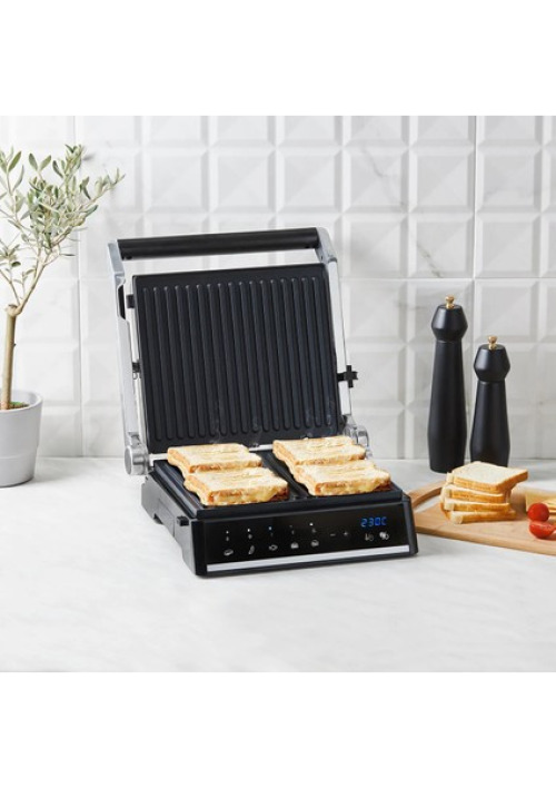 Homend Grilliant 1341H Inox Gövdeli, Döküm Plakalı, 5 Programlı, Led Ekranlı Tost ve Izgara Makinesi