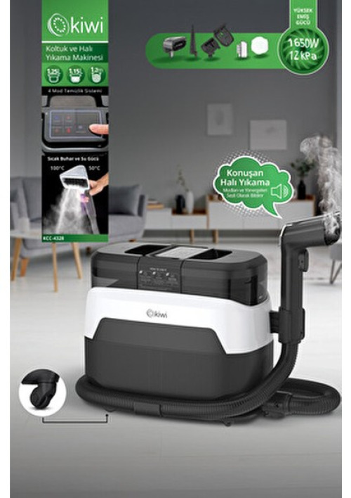 Kiwi KCC-4328 Pro Buharlı Sesli Uyarılı Dokunmatik Kontrol Panelli Koltuk ve Halı Yıkama Makinesi