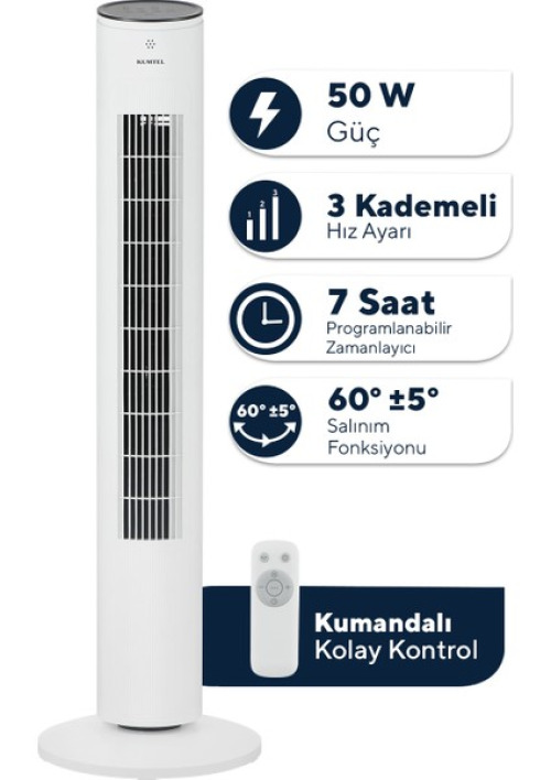 Kumtel KTF-360 Kule Tipi Vantilatör Beyaz